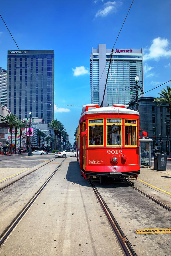 Tram On Canal St, New Orleans La Digital Art by Claudia Uripos
