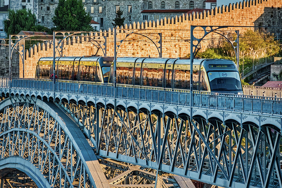 Tram on the Bridge - Portugal Photograph by Stuart Litoff