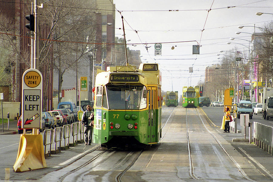 Trams, Melbourne, Circa 1998 Photograph by Jerry Griffin