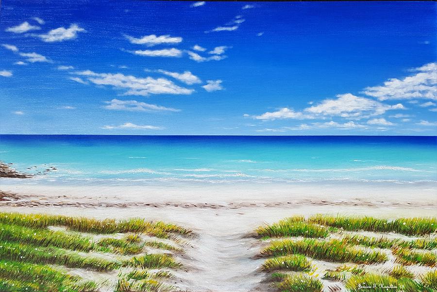 Nature Painting - Tranquil Beach 24x36 by Jessica T Hamilton