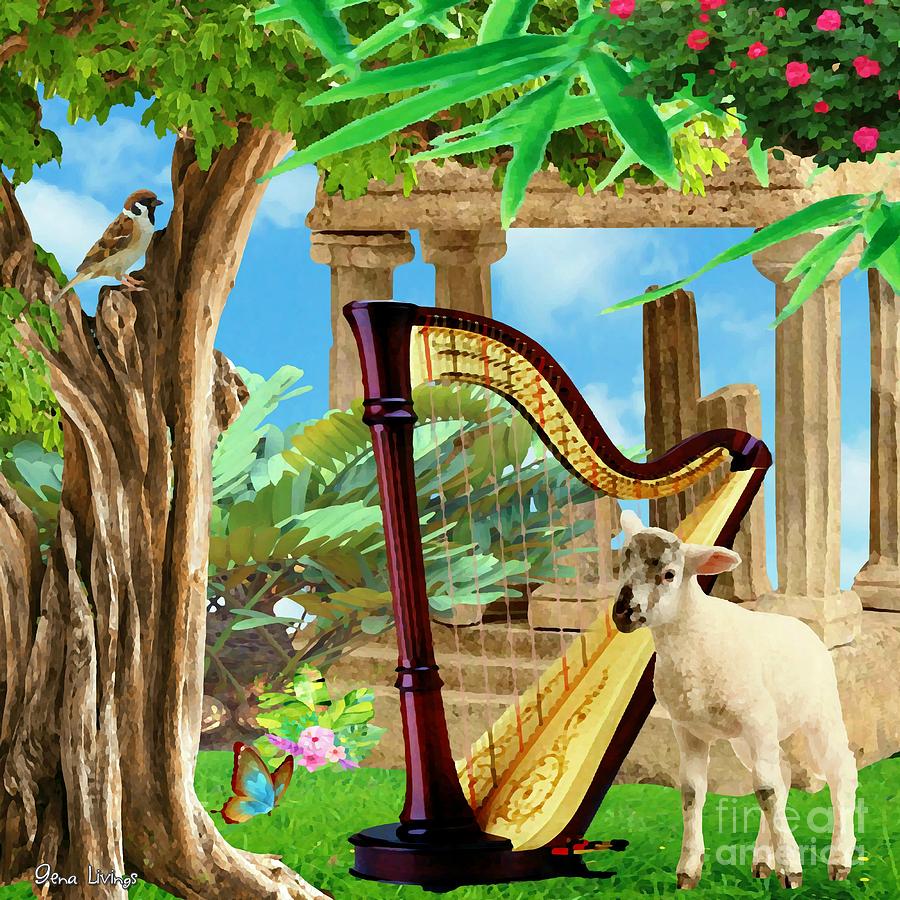 Tranquil Harp Garden Digital Art by Gena Livings