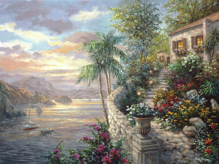 Mountain Painting - Tranquil Sea by Nicky Boehme