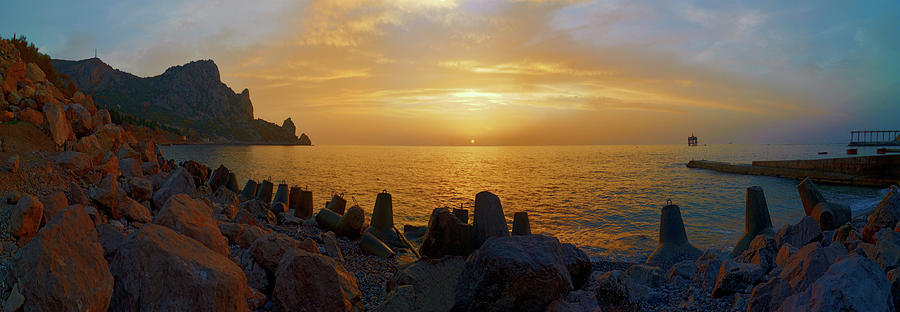 Tranquil Sunrise At Crimea Beach In Photograph by Nikamata
