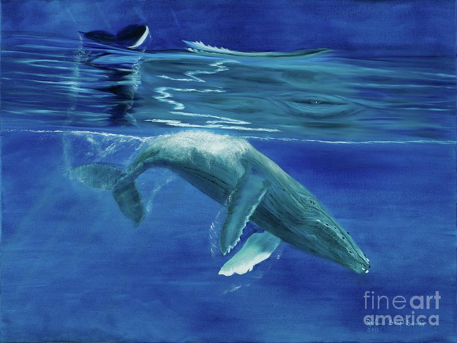 Whales Painting - Tranquility by Artbysarge Whales Painting - Tranquility by Artbysarge