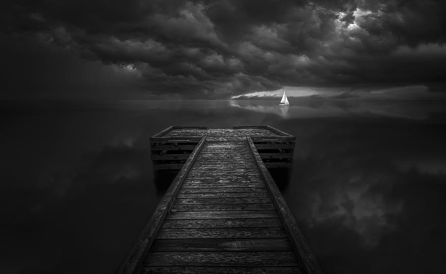 Black And White Photograph - Tranquility Before The Storm by Larry Deng