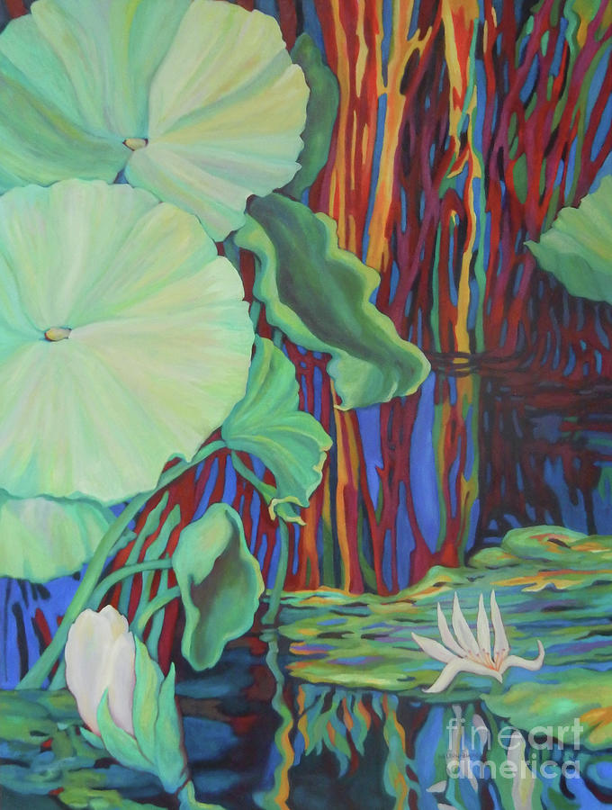 Tranquility Pond Painting by Sharon Nelson-Bianco