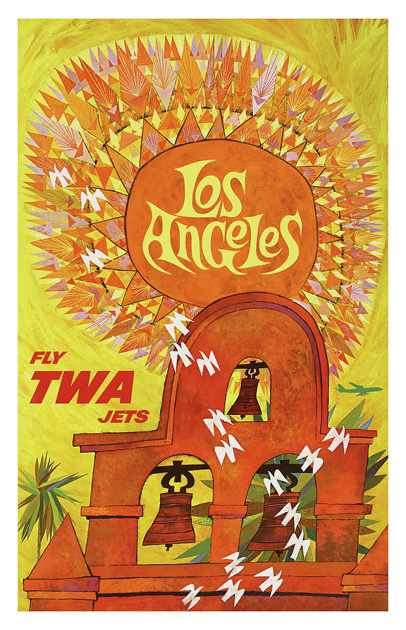 California Vintage Airline Travel Art Poster Print 