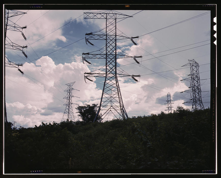 Transmission towers of TVAs Chickamauga Dam #2 Painting by Palmer, Alfred T