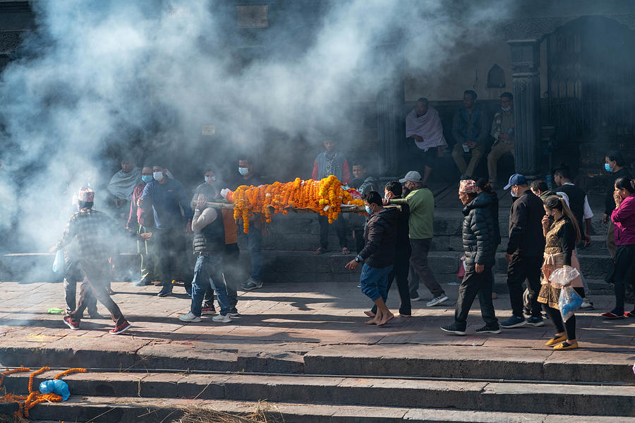 Transporting A Body To Cremation In Kathmandu Photograph by Ilana Lam