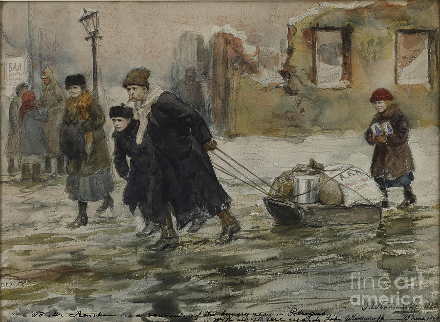 Transporting Food On A Sled Drawing by Heritage Images