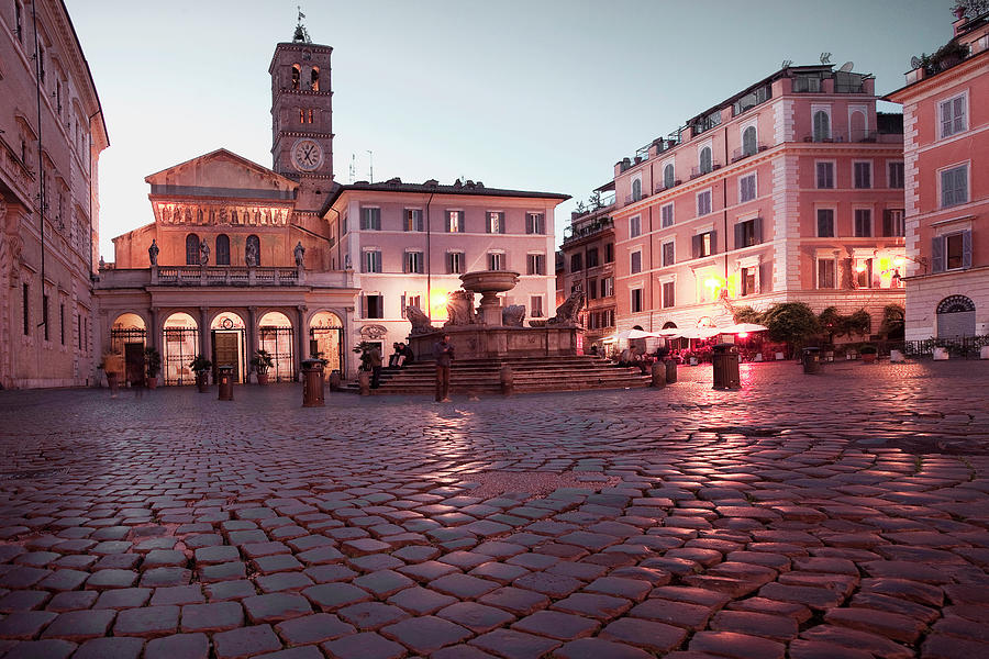City Digital Art - Trastevere Basilica, Rome Italy by Anna Serrano