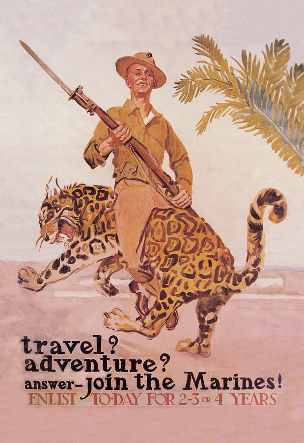 Travel? Adventure? Join the Marines Painting by James M. Flagg