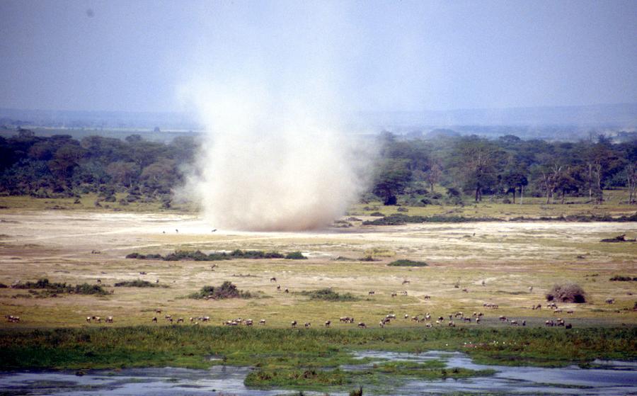 Travel, african safari 1983, Africa, Wildlife, Dust tornado Painting by Celestial Images