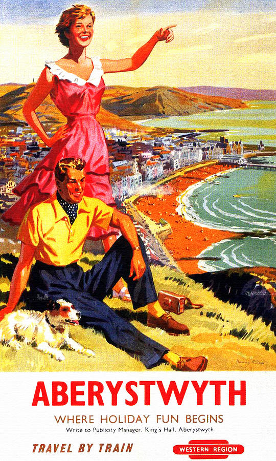 Travel by Train Poster - Aberystwyth Painting by Welsh Tourism Travel by Train Poster - Aberystwyth Painting by Welsh Tourism