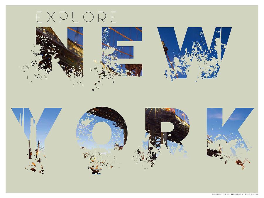 Travel New York Minimalist Travel Poster v5 Painting by Celestial Images