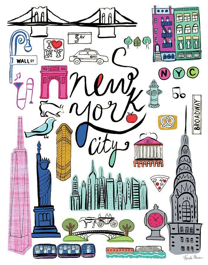 Travel Nyc White Painting by Farida Zaman - Pixels