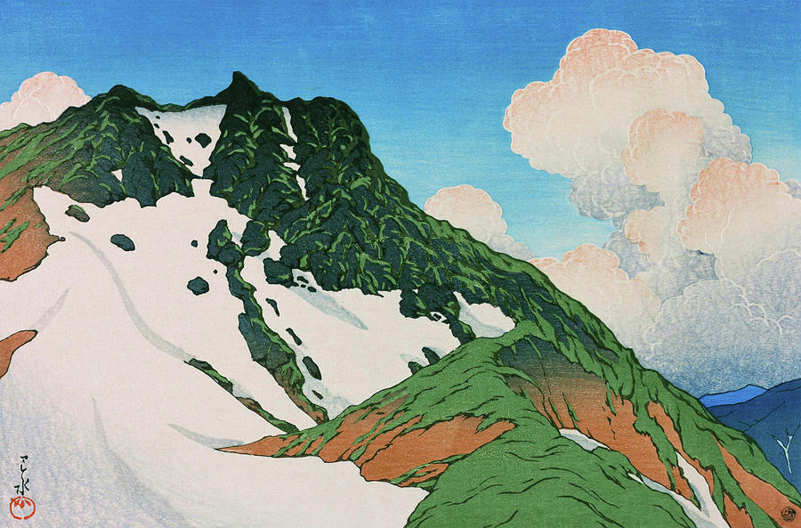 Vintage Painting - Travel souvenir third collection, Mount Asahi Seen from Mount Hakuba - Digital Remastered Edition by Kawase Hasui