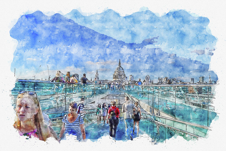 Travel #watercolor #sketch #travel #sky Digital Art by TintoDesigns