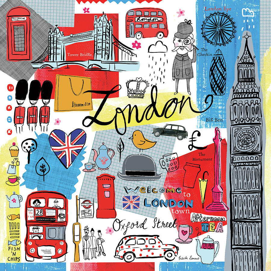 Architecture Painting - Traveling London by Farida Zaman