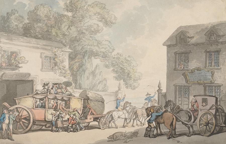 Travelling in France Drawing by Thomas Rowlandson