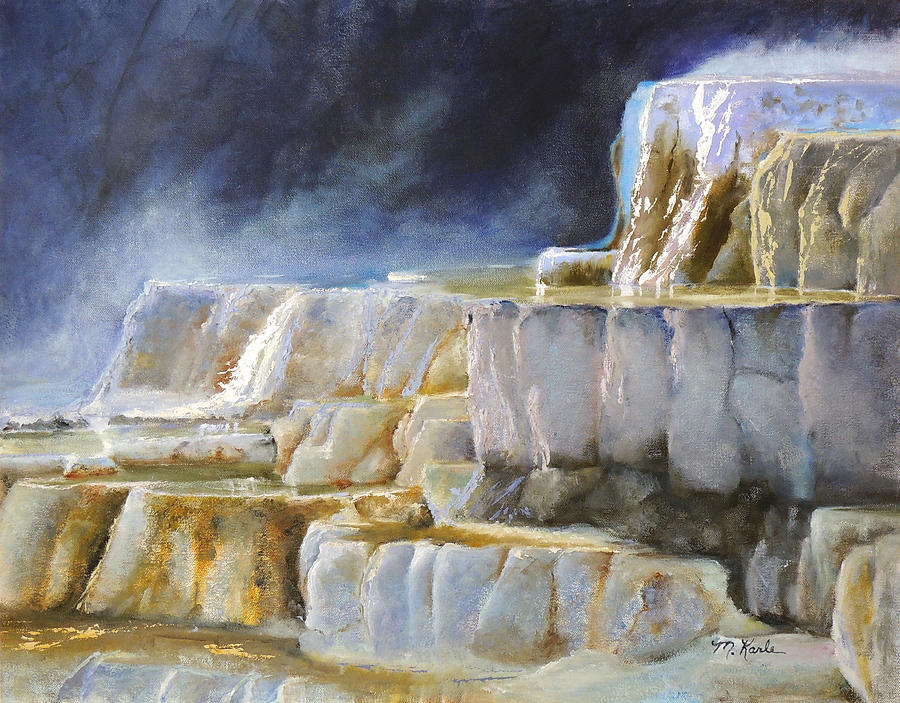 Travertine Terraces-Mammoth Hot Springs Painting by Marsha Karle