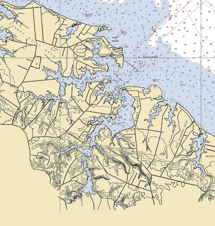 Travis Point-virginia Nautical Chart Mixed Media by Bret Johnstad ...