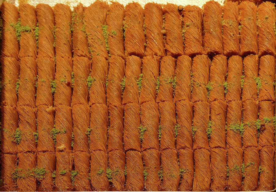 Tray of fresh baklava in in the Grand Bazaar Photograph by Steve Estvanik