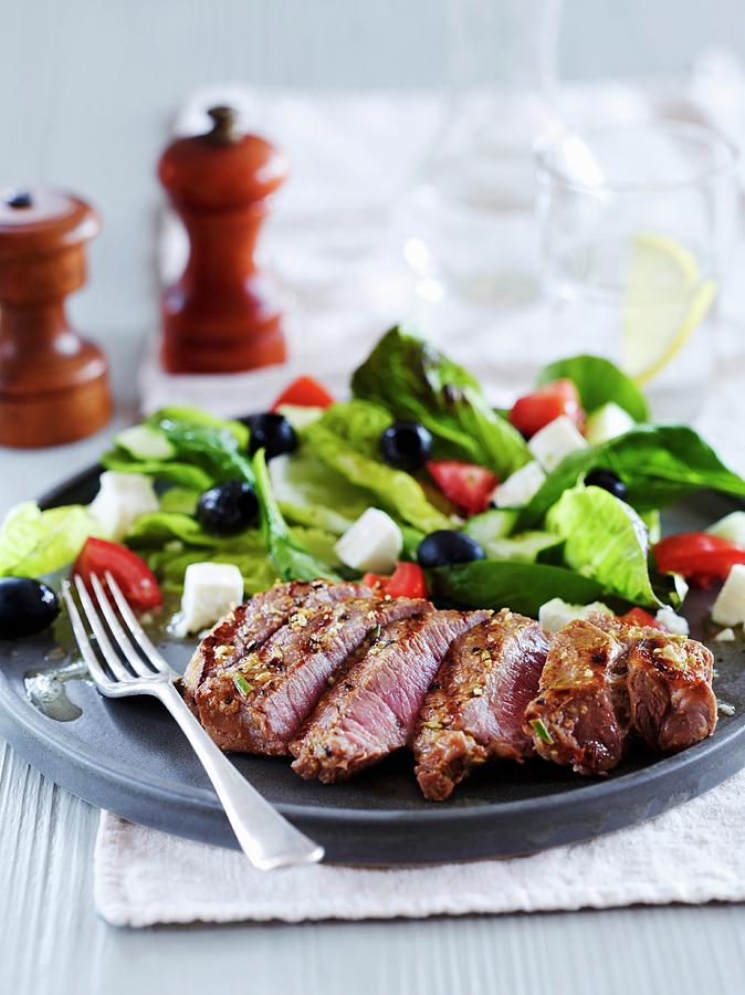 Tray Of Greek Lamb Salad Photograph by Charlie Richards