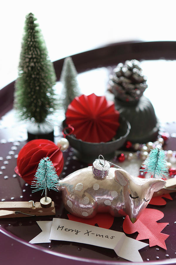 Tray Of Red And Pink Christmas-tree Baubles Photograph by Regina Hippel