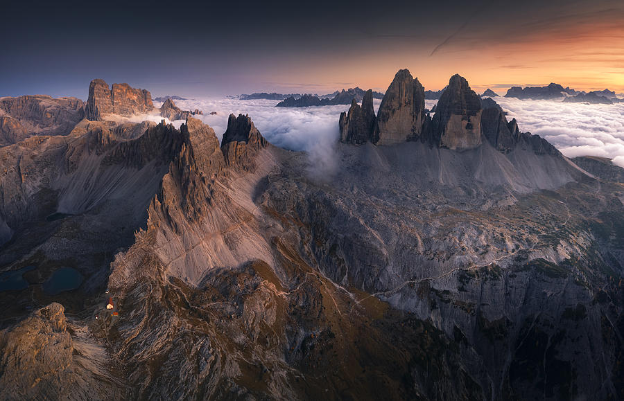 Mountain Photograph - Tre Cime Di Lavaredo by Karol Nienartowicz