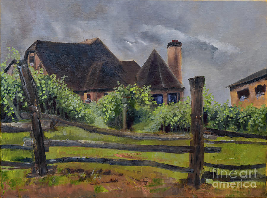 Treasures beyond the Fence - Chateau Meichtry Painting by Jan Dappen