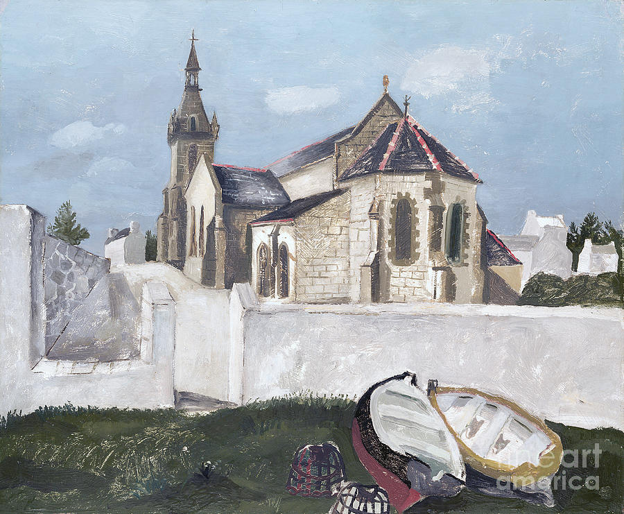 Treboul Church, Brittany, 1930 Oil On Board Painting by Christopher Wood