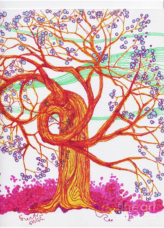 Fantasy Drawing - Tree Appreciation # 5 Bough by Tracy Jo Klatke