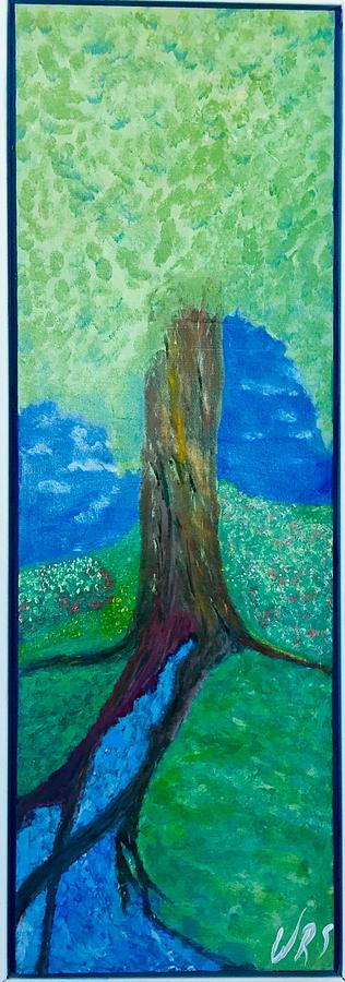 Tree Fountain Painting by Walter Rivera-Santos