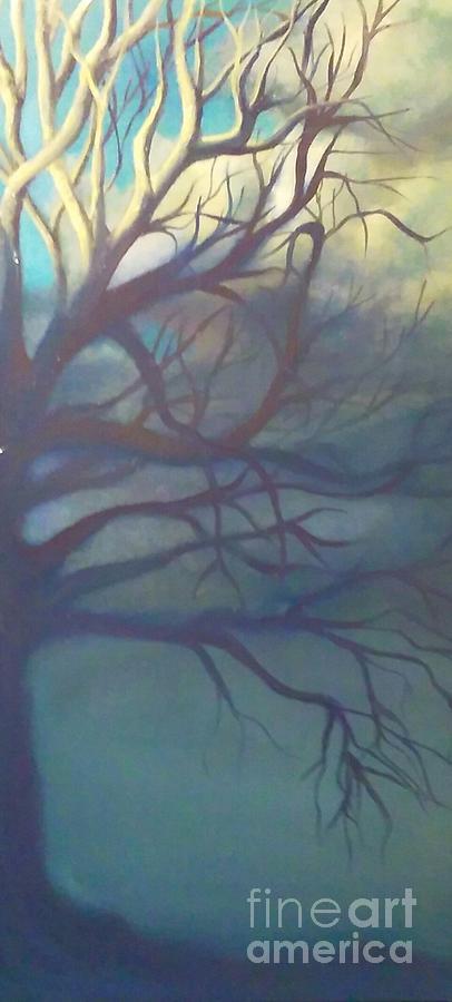 Tree in Fog Painting by Cynthia Vaught