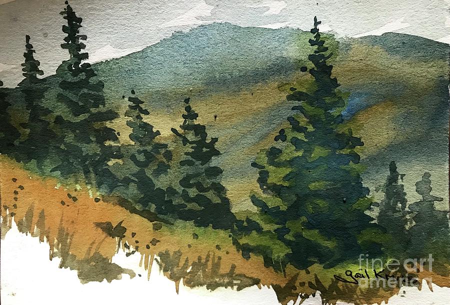 Mountain Painting - Tree Lined View by Gail Heffron -Kruis