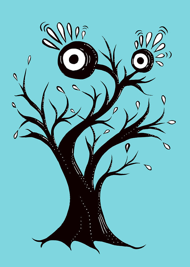 Tree Monster Excited Drawing by Boriana Giormova