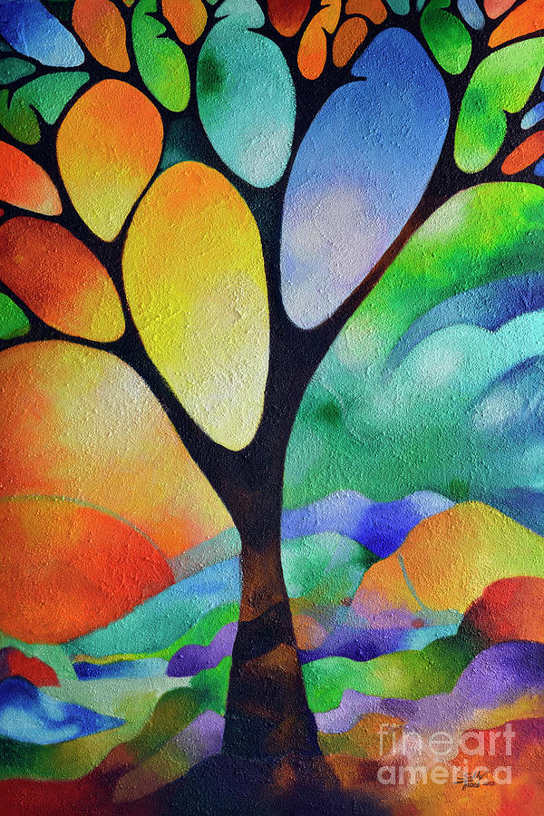 Tree of Joy Painting by Sally Trace