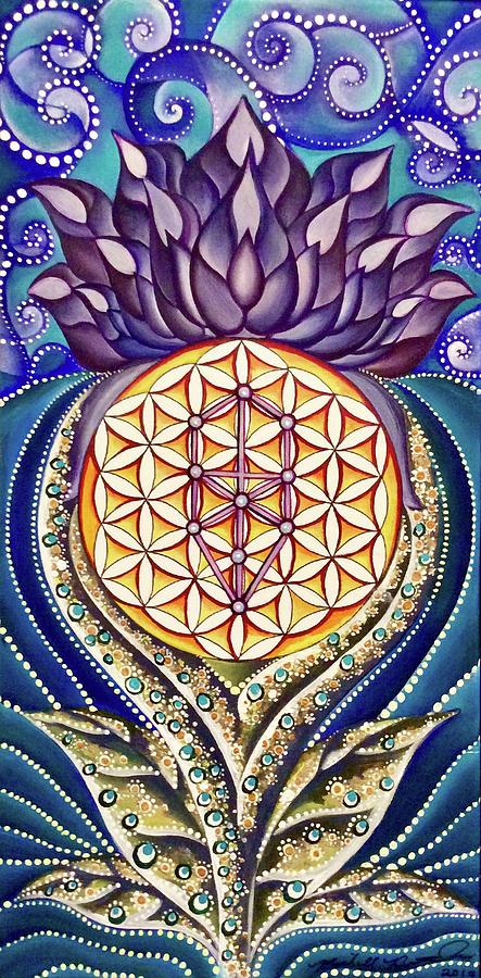 Tree of Life inside Flower of Life Painting by Michell Rosenthal
