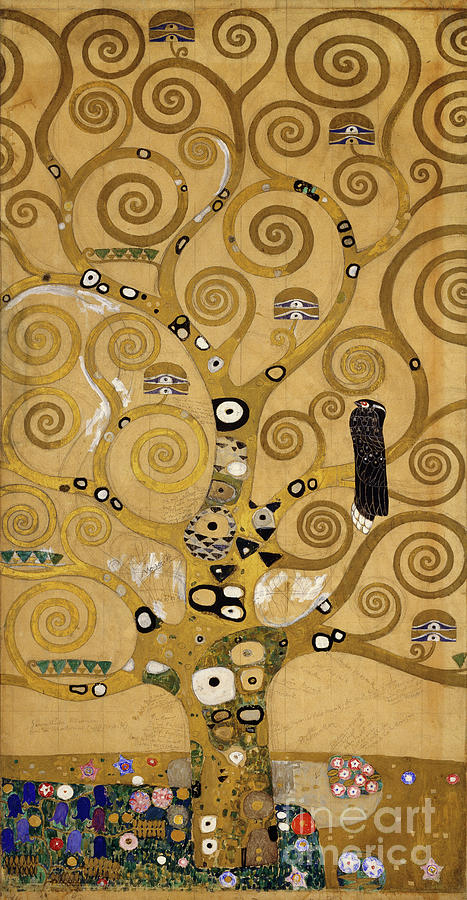 Tree Of Life Stoclet Frieze Detail Of The Left Hand Side Painting by Gustav Klimt