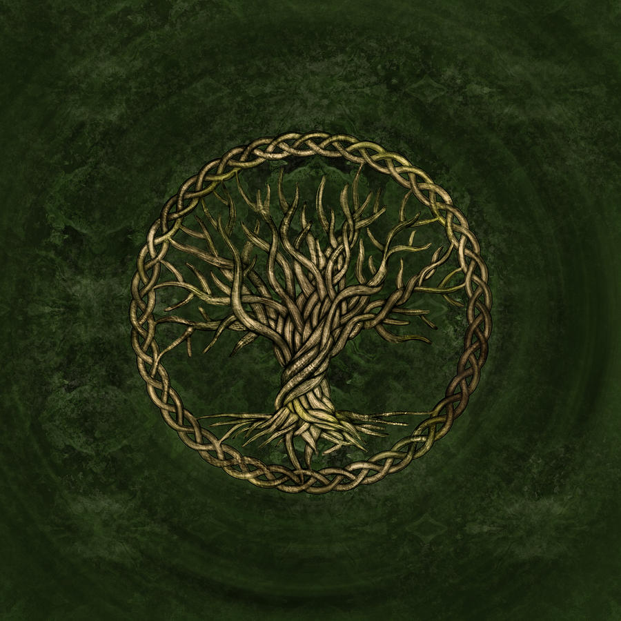 Tree of life -Yggdrasil -green and gold Digital Art by Lioudmila Perry ...