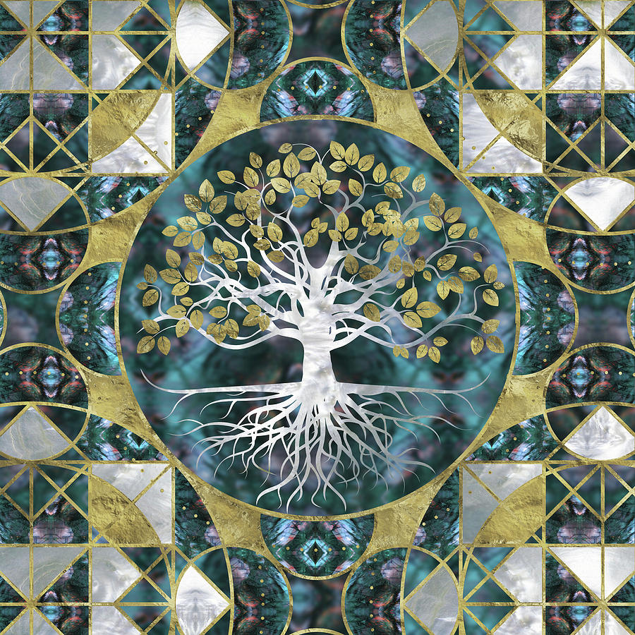 Tree Of Life Yggdrasil Marble And Gold Digital Art By Creativemotions 3985