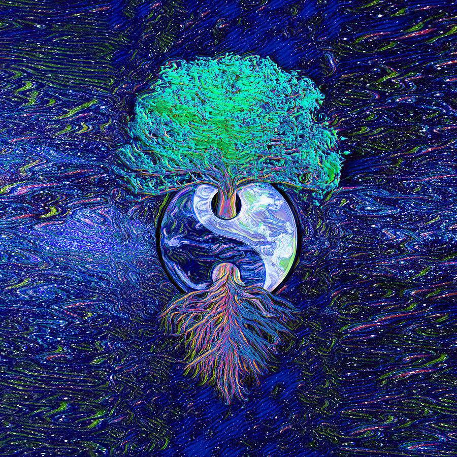 Space Digital Art - Tree of Life Yin Yang by Amelia Carrie