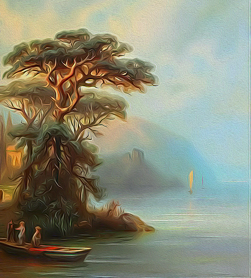 Tree on coast Painting by Nenad Vasic