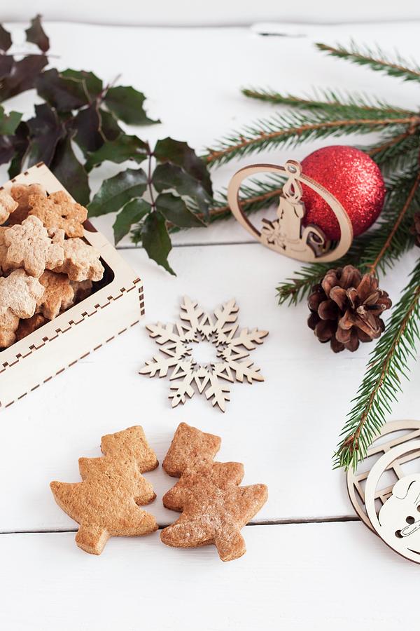 Tree Shaped Gingerbread Cookies For Christmas Photograph by Malgorzata Laniak