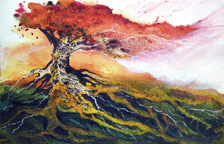 Tree Spirit - Sunrise Painting by Judy Frisk