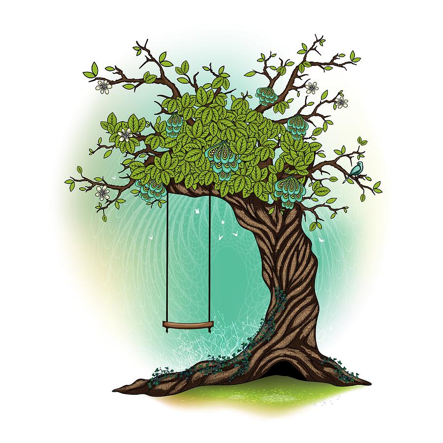 Tree Swing Digital Art by Serena King
