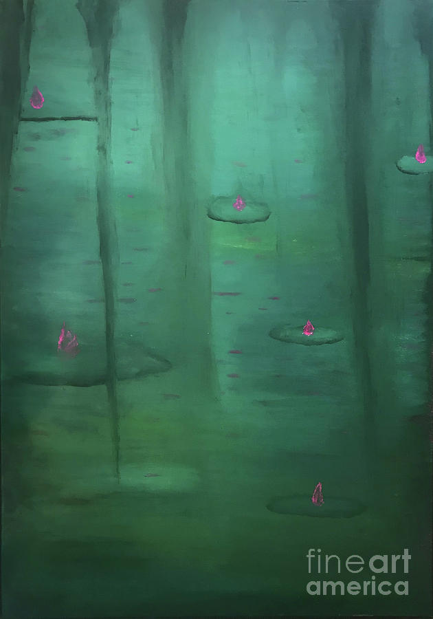 Pool Painting - Tree Weeping Over A Lilies Pool by Oren Coheninyo Pool Painting - Tree Weeping Over A Lilies Pool by Oren Coheninyo