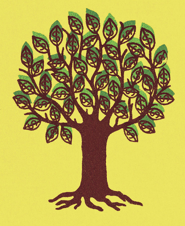 Nature Drawing - Tree with Yellow Background by CSA Images