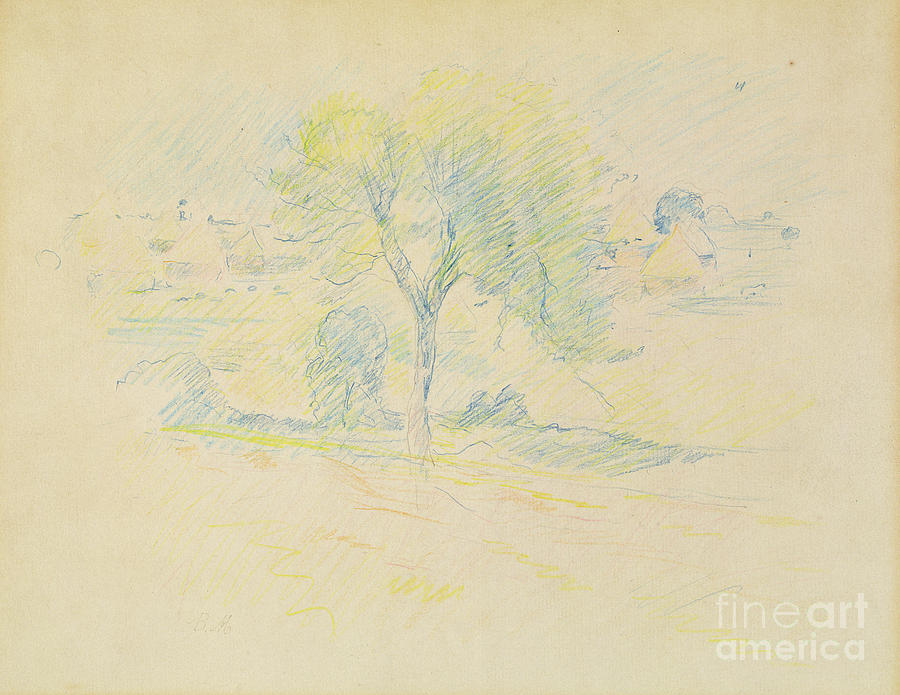 Trees And Millstones, 1883 Drawing by Berthe Morisot